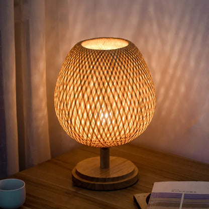 DecorBites™ Bamboo Weave Table Lamp - Modern Bedside Light