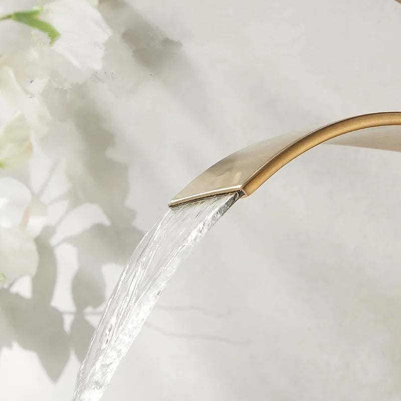 DecorBites™ Gold Bathroom Faucet: Brass Rose Gold Basin Waterfall Mixer Tap