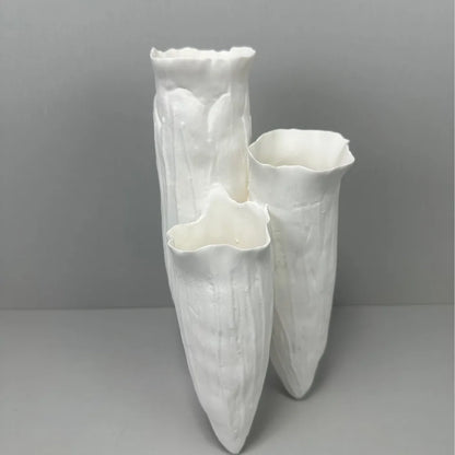 DecorBites™ Abstract Coral Reef Ceramic Vase Triangle Shape Handicraft Home Decor Vase