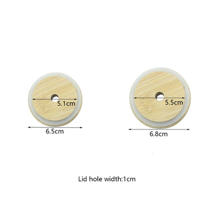 DecorBites™ Bamboo Lid for Glass Cup with Straw Hole - Durable Drinkware Accessory