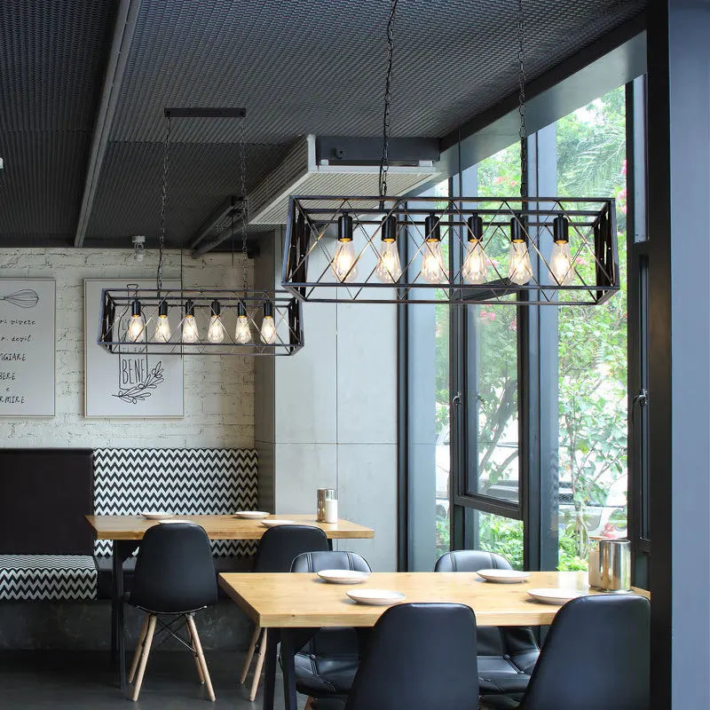 DecorBites™ Industrial Chandelier: Retro Loft Style Pendant Light for Bar, Restaurant, and Retail Settings