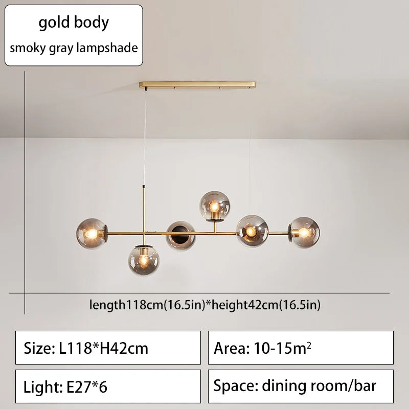DecorBites™ Glass Ball Ceiling Chandelier for Kitchen Dining Living Room