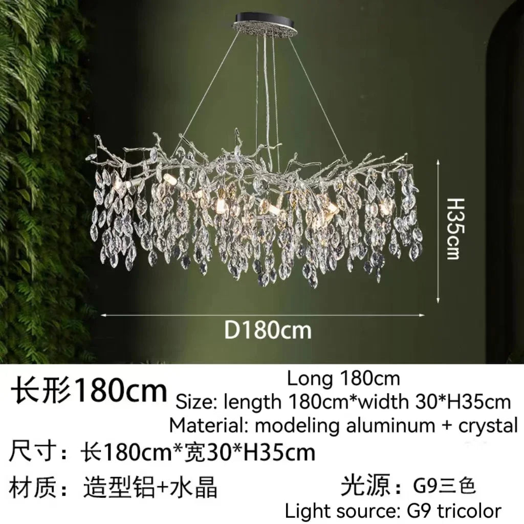 DecorBites™ Golden Crystal Tree Ceiling Chandelier, Luxury Aluminum Art Fixture