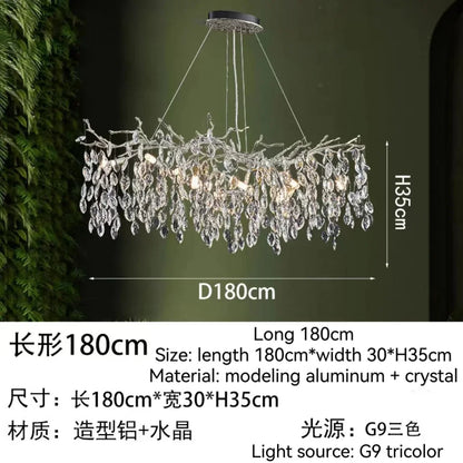DecorBites™ Golden Crystal Tree Ceiling Chandelier, Luxury Aluminum Art Fixture