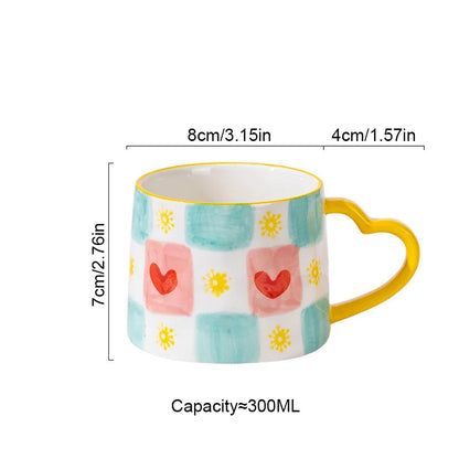 DecorBites™ Love Heart Ceramic Mug: Hand-Painted Coffee Cup for Valentine's Day Gift
