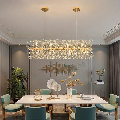 DecorBites™ Gold Crystal Chandelier: Luxury LED Hanging Lamp for Living and Dining Room