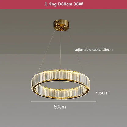 DecorBites™ Crystal LED Chandelier: Modern Steel Pendant Lighting for Luxurious Foyer Decor