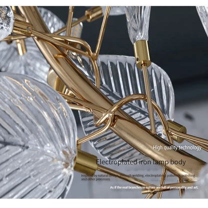 DecorBites™ Ginkgo Leaf Crystal Chandelier - Elegant LED Pendant Lamp for Dining & Living Room