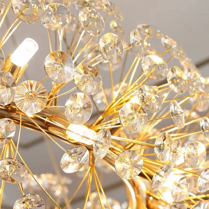 DecorBites™ Gold Crystal Chandelier: Luxury LED Hanging Lamp for Living and Dining Room
