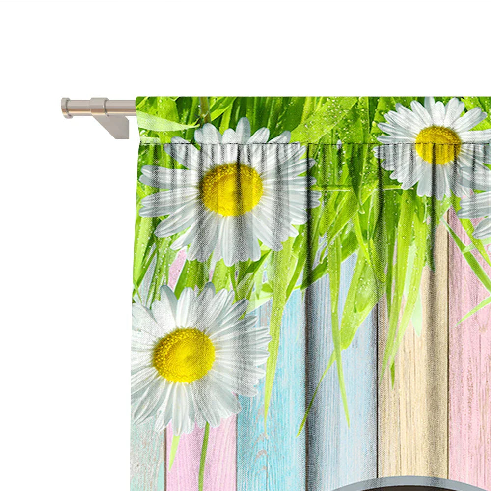 DecorBites™ Easter Curtains with Pole Pocket, Ideal for Kitchens, Living Rooms, Balconies, Gardens