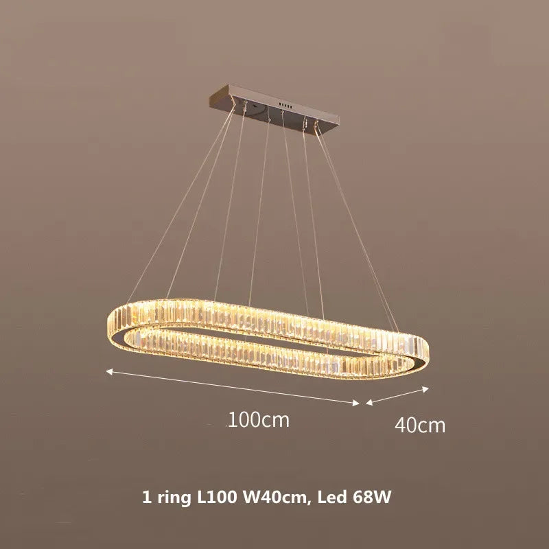 DecorBites™ Crystal Chandelier Pendant Lights Dimmable LED Oval Lustre Hang Lamp