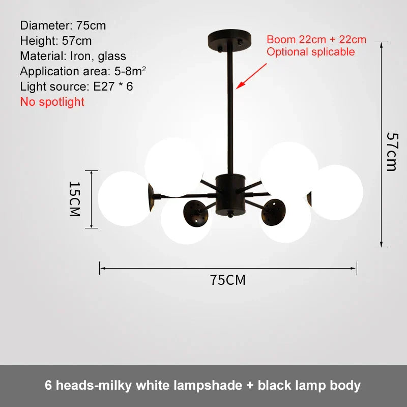 DecorBites™ Glass Ball LED Chandelier for Bedroom and Dining Room