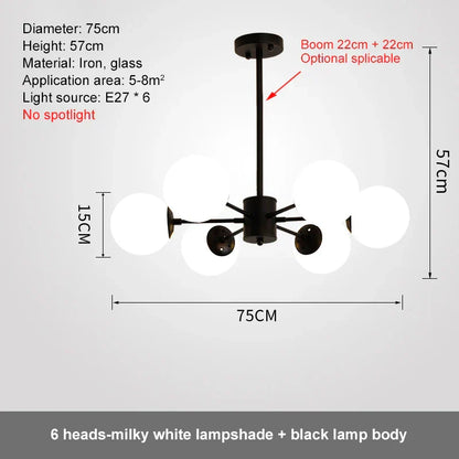 DecorBites™ Glass Ball LED Chandelier for Bedroom Dining Room - Elegant Ceiling Pendant Lamp