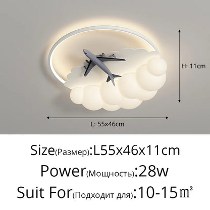 DecorBites™ Kids Cloud Airplane Chandelier Ceiling Light for Children's Bedroom
