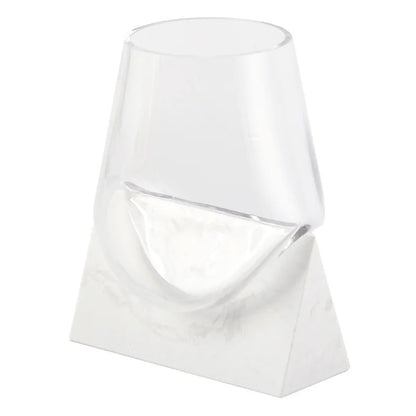 DecorBites™ Abstract Glass Vase with Marble Base for Home Decoration