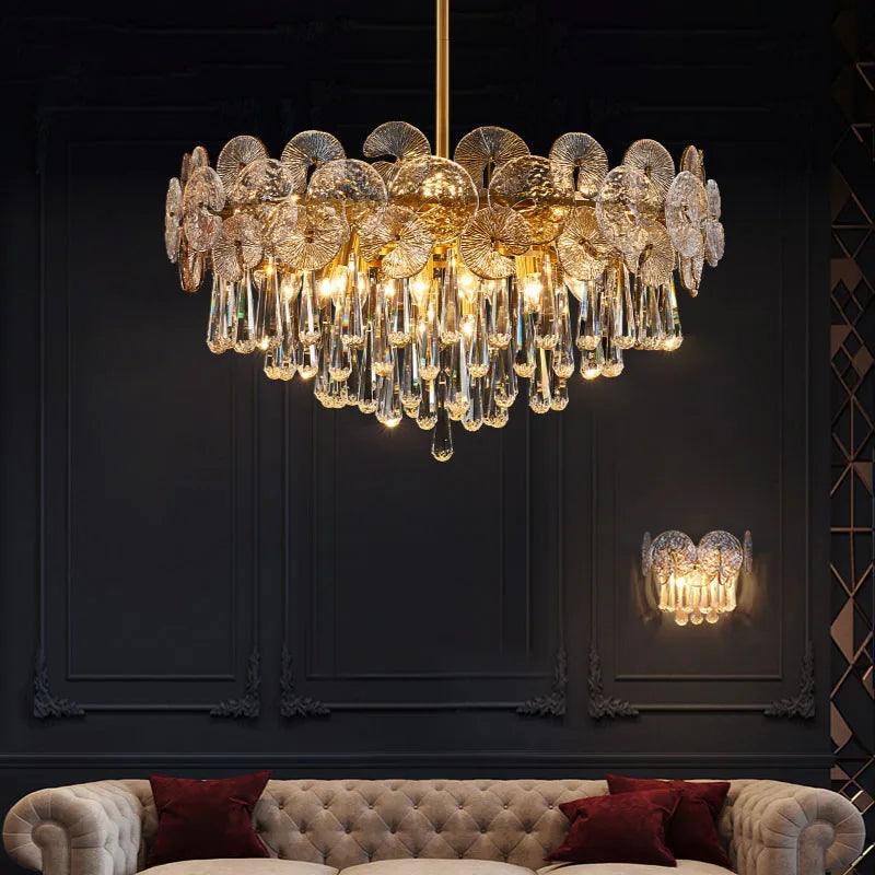 DecorBites™ Crystal Lotus Chandelier: Nordic Luxury for Home Decor, Restaurant, Hotel & Bedroom