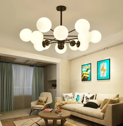 DecorBites™ Adjustable Ball Glass Lustre Chandelier for Living, Dining, Bedroom Lighting
