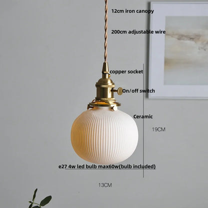 DecorBites™ Ceramic Walnut Wood LED Pendant Light Fixture for Dining Room and Home Decor