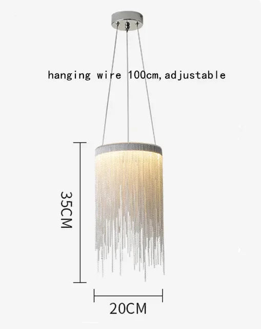 DecorBites™ LED Aluminum Tassel Chandelier: Modern Waterfall Pendant Light for Living Room, Hotel, Hall