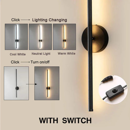 DecorBites™ 360° Rotation LED Wall Lights for Sofa Background, Black Wall Sconce Fixtures