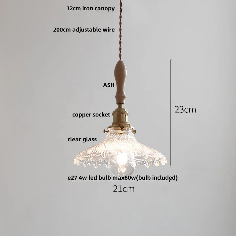 DecorBites™ Adjustable LED Pendant Lights Ash Wood White Ceramic Modern Hanging Lamp