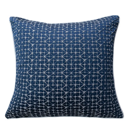 DecorBites™ Blue Geometry Jacquard Pillow Cover 45x45cm Sofa Decoration