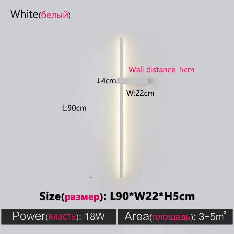 DecorBites™ Black Long Strip Wall Lamp - Modern Minimalist Bedroom Living Room TV Wall Light