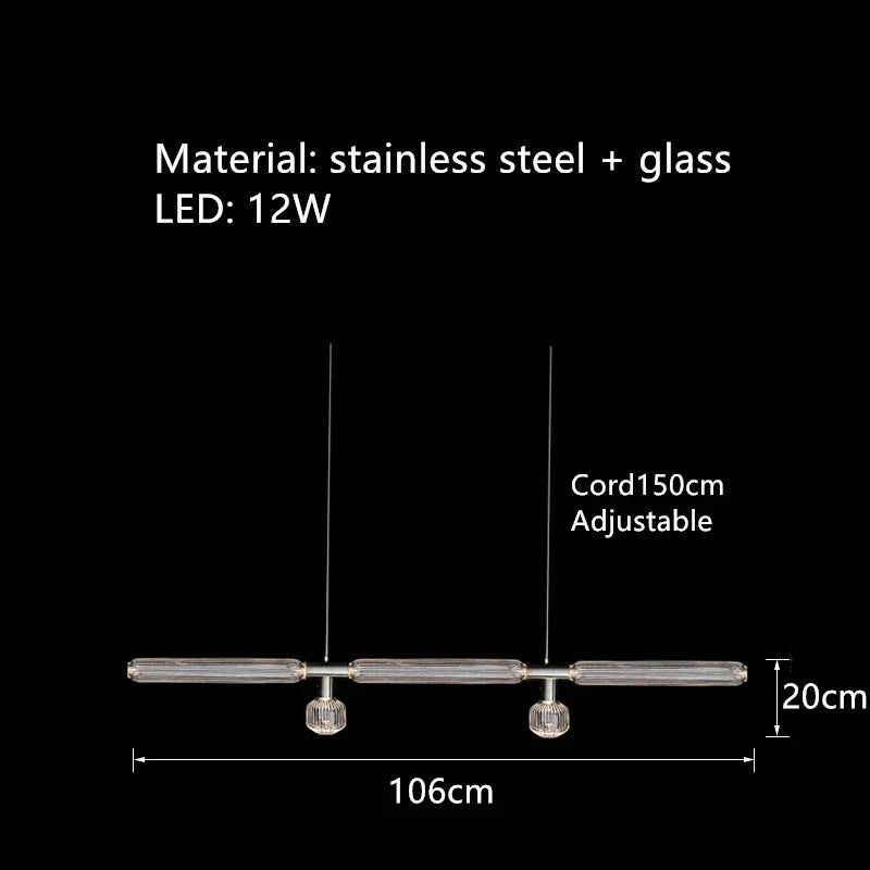 DecorBites™ Glass Tubes LED Chandelier: Modern Luxury for Living Room, Bedroom, Hotel & Aisle