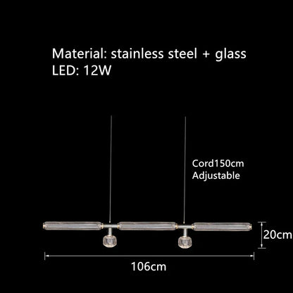 DecorBites™ Glass Tubes LED Chandelier: Modern Luxury for Living Room, Bedroom, Hotel & Aisle
