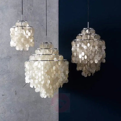 DecorBites™ Aeolian Bells Shell Chandelier for Mediterranean Living Room, Shop, Bar, and Restaurant