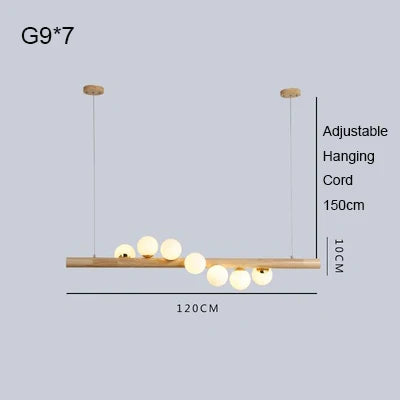 DecorBites™ Burly Wood Walnut Glass Pendant Light for Living Room Bar Foyer