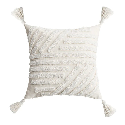 DecorBites™ Ivory Tufted Cushion Cover for Home Decor, Living Room, Sofa, Bedroom