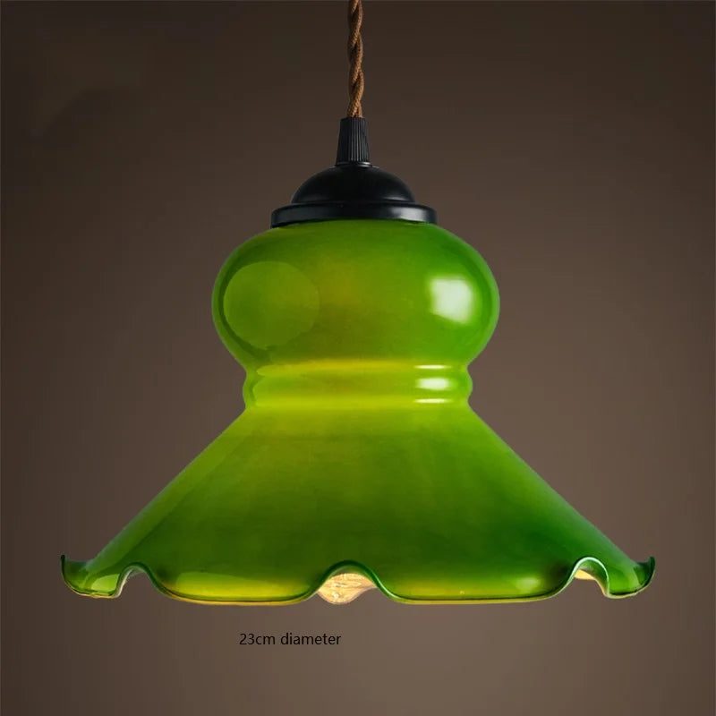 ™ Green Glass LED Pendant Light for Home, Restaurant, Bar, and Loft Style Decor.
