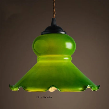 ™ Green Glass LED Pendant Light for Home, Restaurant, Bar, and Loft Style Decor.
