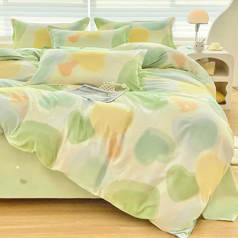 DecorBites™ Aloe Cotton Printed Bed Sets 4Pcs Soft Cozy Bedding Set for Adults