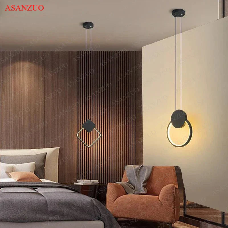 DecorBites™ Black Ring Pendant Lamp Dimmable LED Ceiling Hanging Light