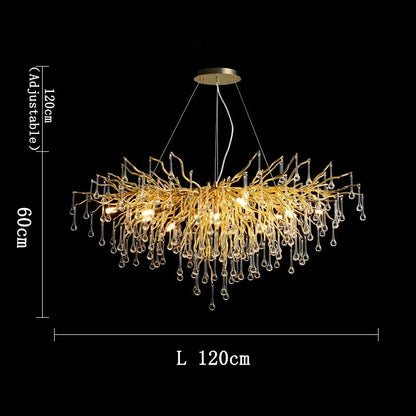 DecorBites™ Golden Branch Crystal Chandelier – Luxe Living Room & Hotel Lobby Decor