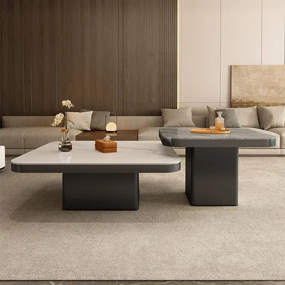 DecorBites™ Light Luxury Rock Square Coffee Table Modern Minimalist Living Room Combo