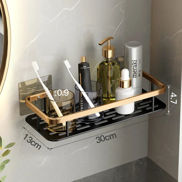 DecorBites™ Aluminum Corner Bathroom Shelf with Towel Holder
