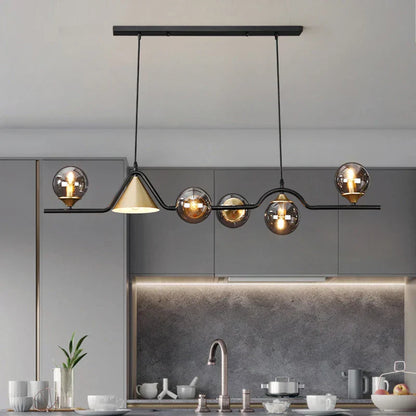 DecorBites™ Black Gold Glass Chandelier LED Luxury Pendant Light