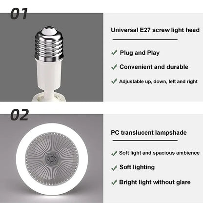 DecorBites™ 2-in-1 Ceiling Fan with Remote Control, Silent Operation, E27 Lighting, Home Décor