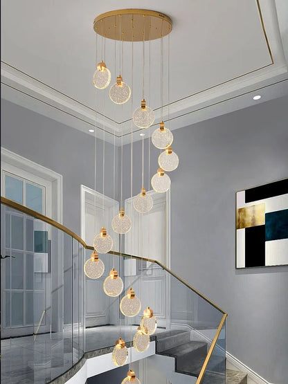 DecorBites™ Crystal Chandelier Pendant Light for Luxury Staircase