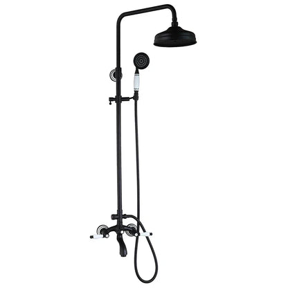 DecorBites™ 8" Black Rain Shower Head Set with Hand Spray and Mixer Faucet