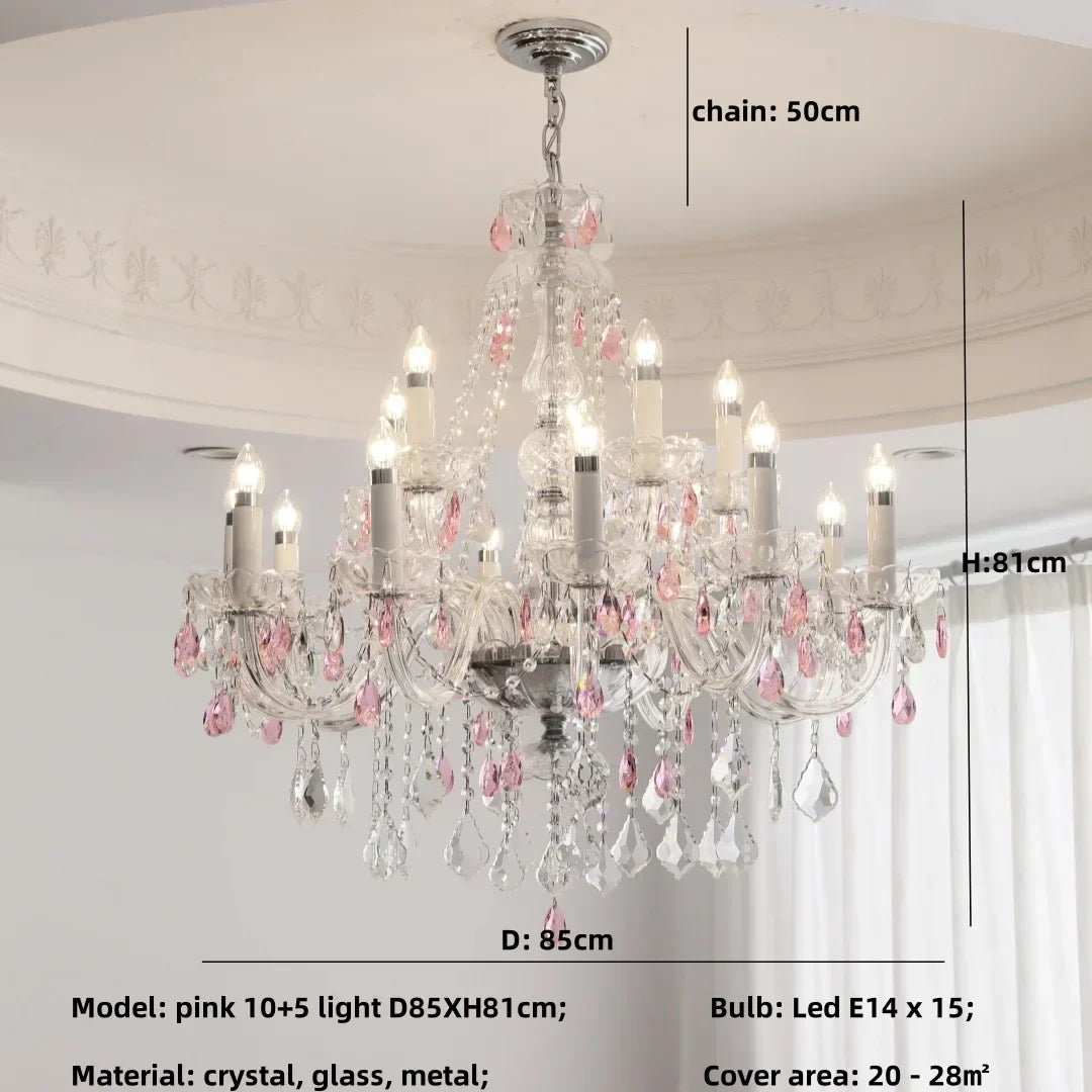 DecorBites™ Blue Crystal Chandelier: Luxury E14 Pendant Lights for Living Room and Bedroom