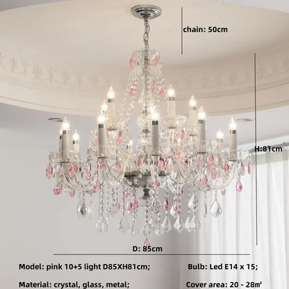DecorBites™ Blue Crystal Chandelier: Luxury E14 Pendant Lights for Living Room and Bedroom