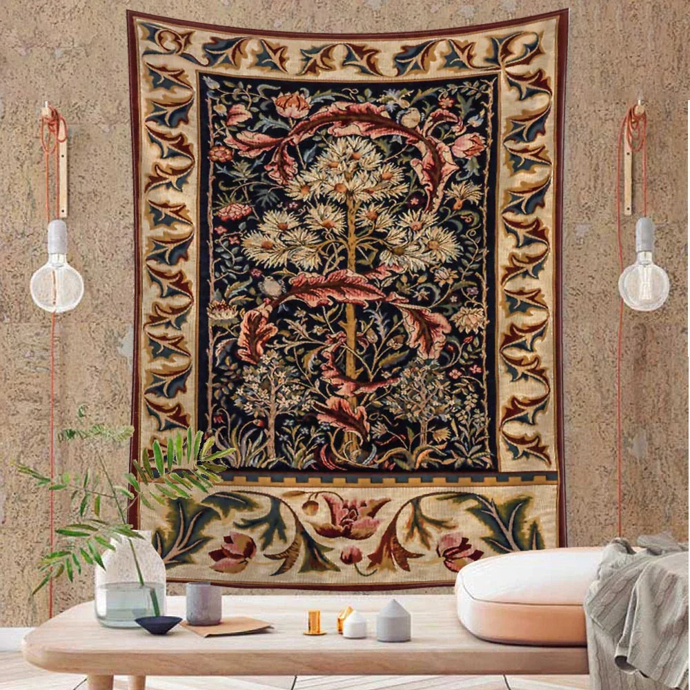 DecorBites™ Abstract Flowers Leaves Tapestry Wall Hanging Bohemian Hippie Aesthetic Art