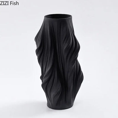 DecorBites™ Ceramic Vase with Artificial Flowers for Desk Decoration and Room Aesthetics