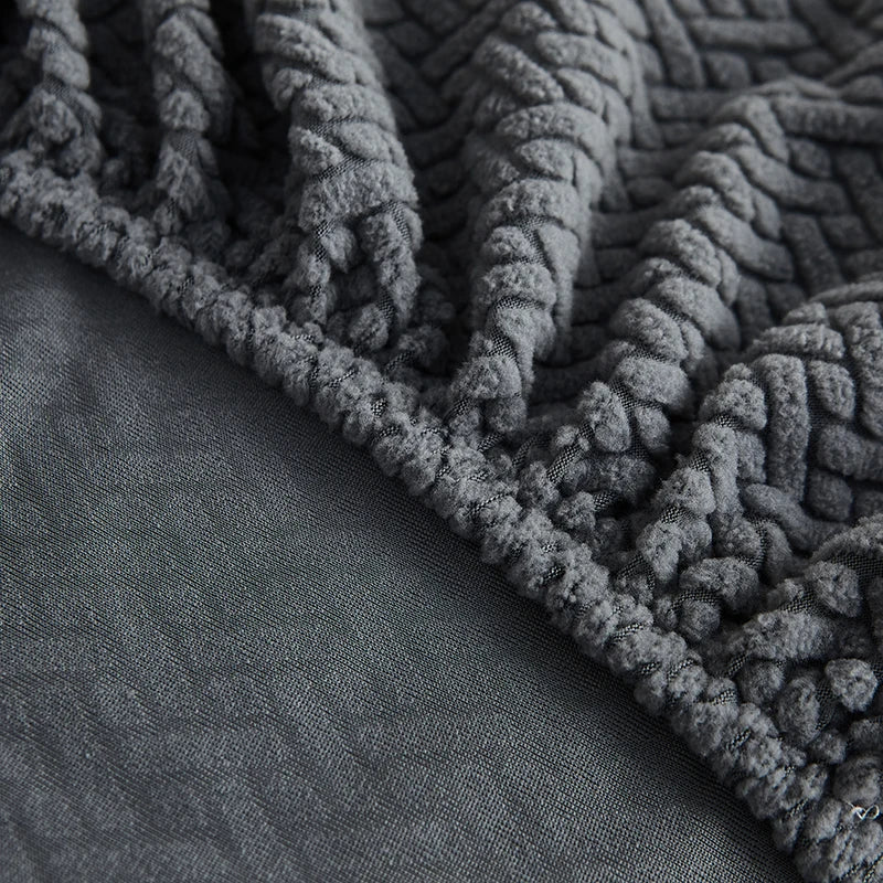 DecorBites™ Jacquard Velvet Sofa Cover - Polar Fleece Stretch Slipcovers