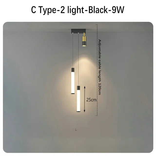 DecorBites™ Black Gold Hanging Pendant Lamp: Modern Luxury Bedroom & Living Room Lighting
