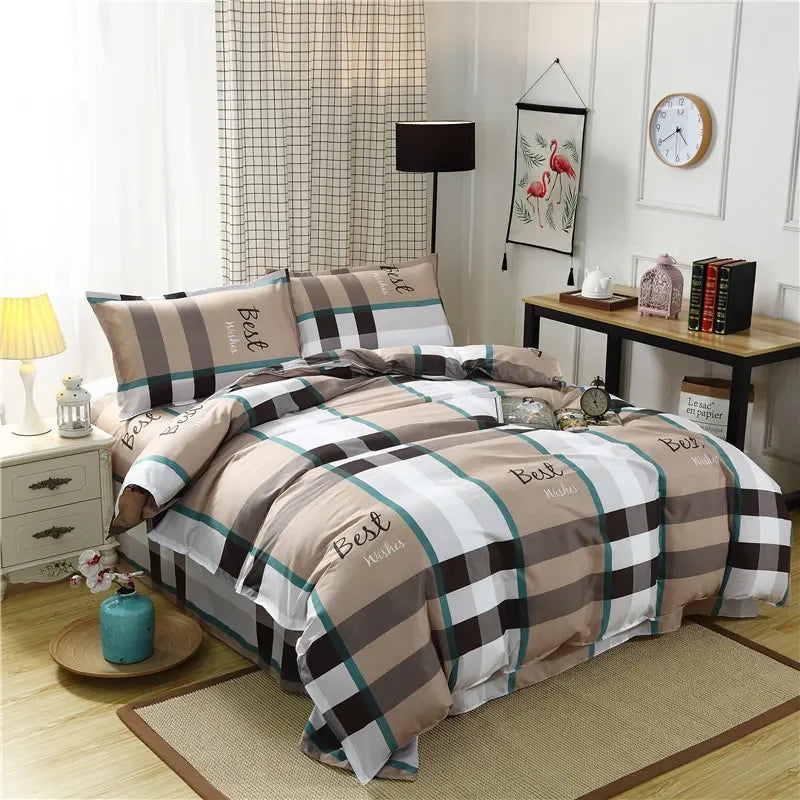 DecorBites™ 4-Piece Geometric Floral Quilt Cover Set for 1.5/1.8/2M Beds